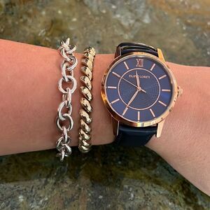 Flippo Loreti navy leather and rose gold Limited edition watch